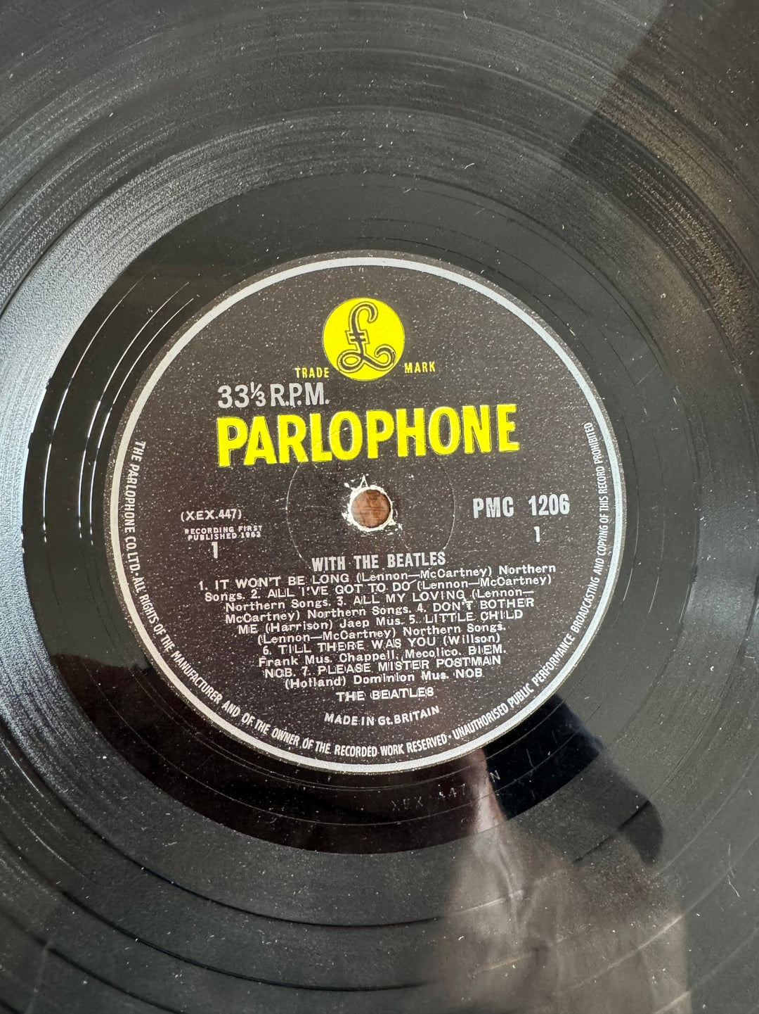 1963 Parlophone With The Beatles Vinyl - Fair - Think Vintage ltd