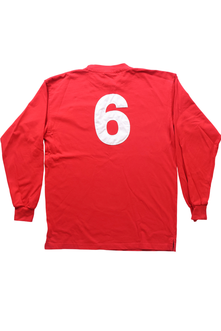 1966 England No.6 Red Long Sleeve Shirt - L - Think Vintage