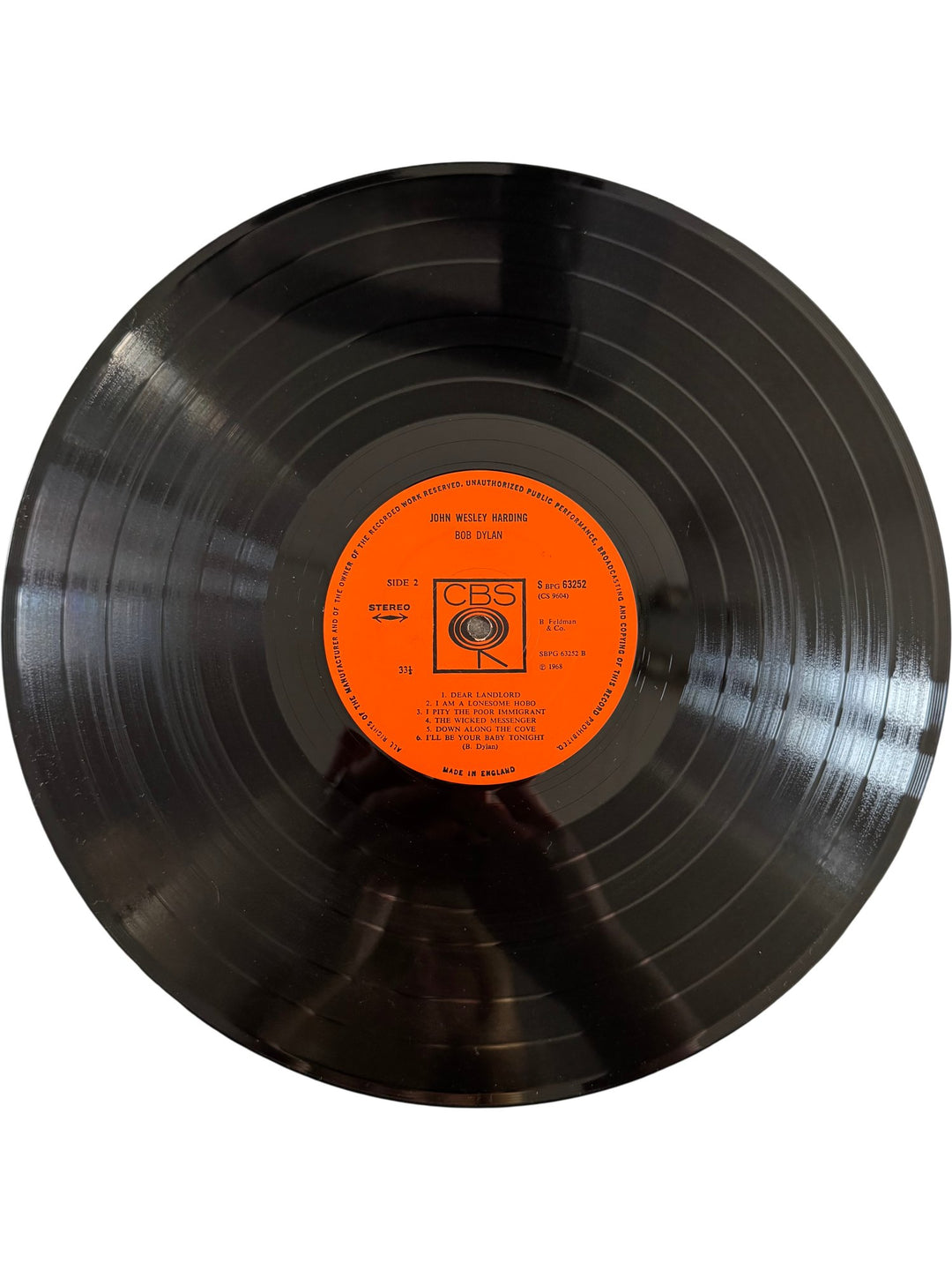 1967 Bob Dylan John Wesley Harding Vinyl Record - Fair - Think Vintage ltd