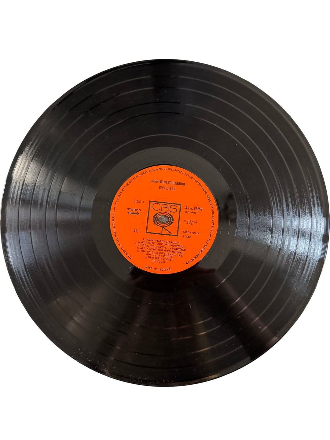 1967 Bob Dylan John Wesley Harding Vinyl Record - Fair - Think Vintage ltd