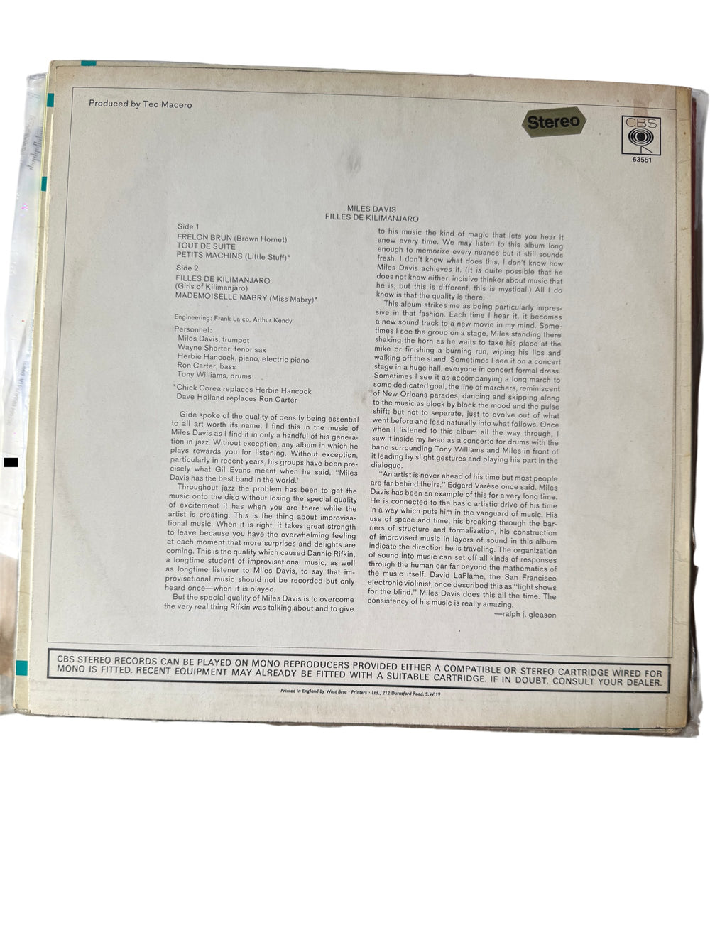 1968 Miles Davis Filles De Kilimanjaro Vinyl - Think Vintage