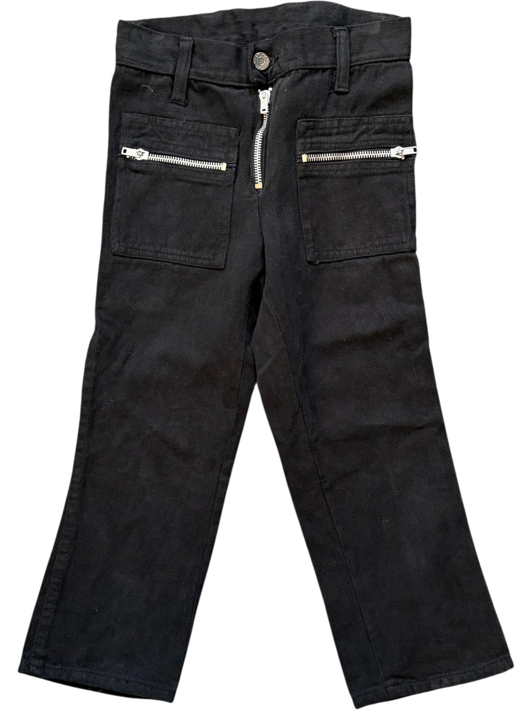 1970's Black Toddler Sweatpants with Zipper Pockets - Age 3-4 - Think Vintage ltd