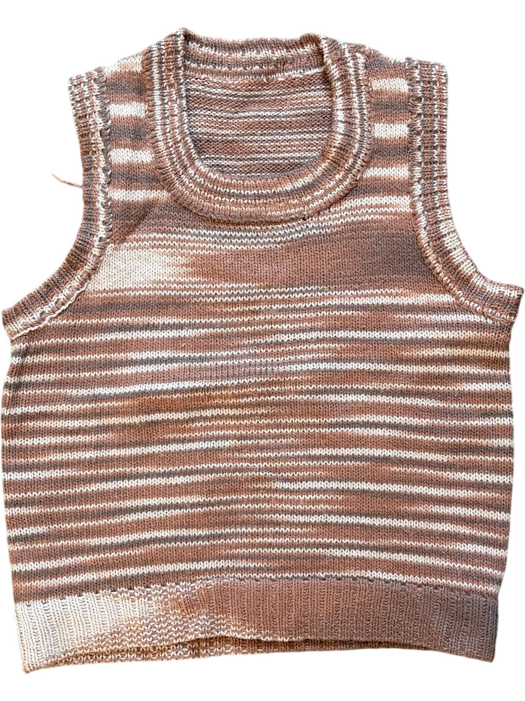 1970's Hand Knitted Striped Knit Sleeveless Vest - Age 5-6 - Think Vintage ltd