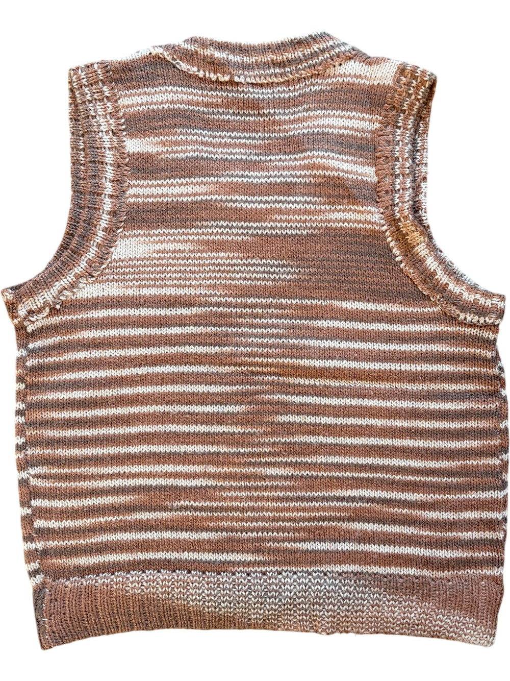 1970's Hand Knitted Striped Knit Sleeveless Vest - Age 5-6 - Think Vintage ltd