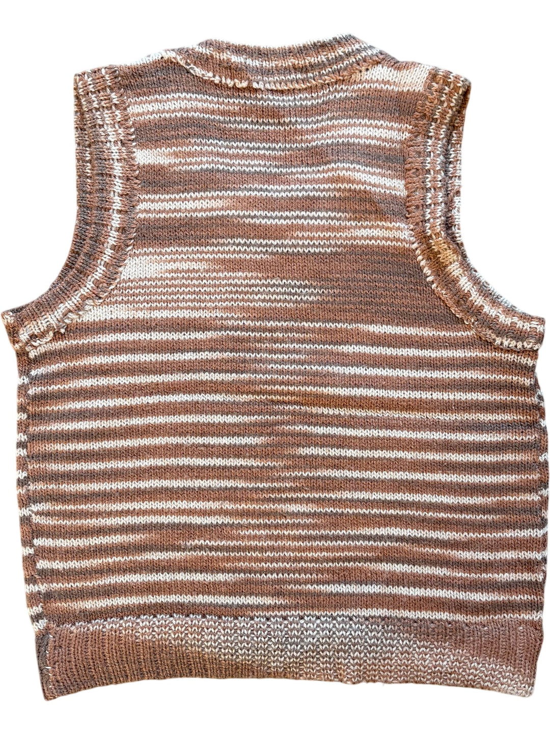 1970's Hand Knitted Striped Knit Sleeveless Vest - Age 5-6 - Think Vintage ltd