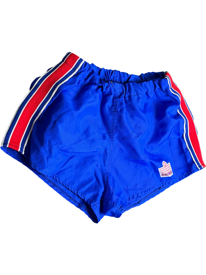 1970s Admiral Blue Athletic Shorts with Red Stripes - XS - Think Vintage
