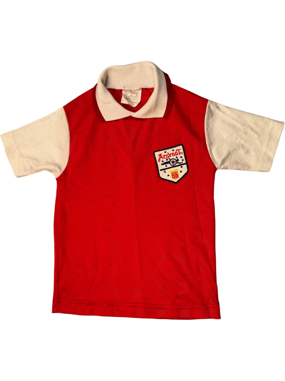 1970s Arsenal Red and White Short Sleeve Polo Shirt - Age 5/6 - Think Vintage ltd