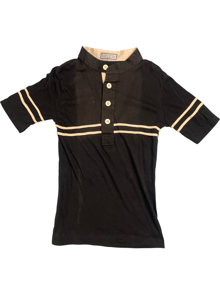 1970s Barnaby London Black Polo Shirt - XS - Think Vintage