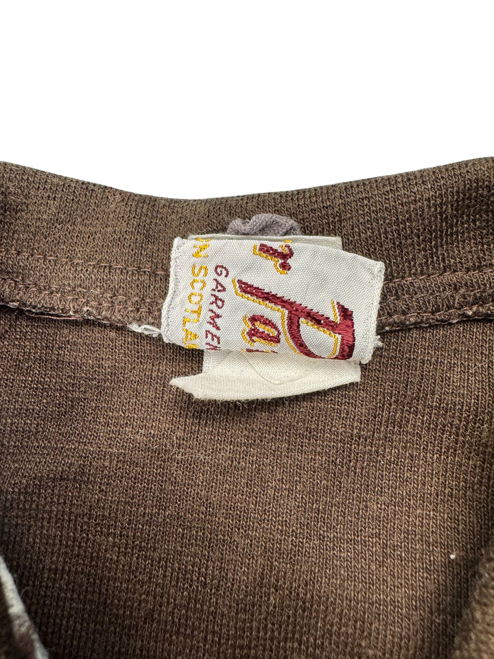 1970s Brown Argyle Knit Cardigan - Age 5/6 - Think Vintage ltd