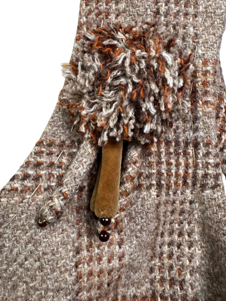 1970s Brown Checkered Button-Up Vest - M - Think Vintage