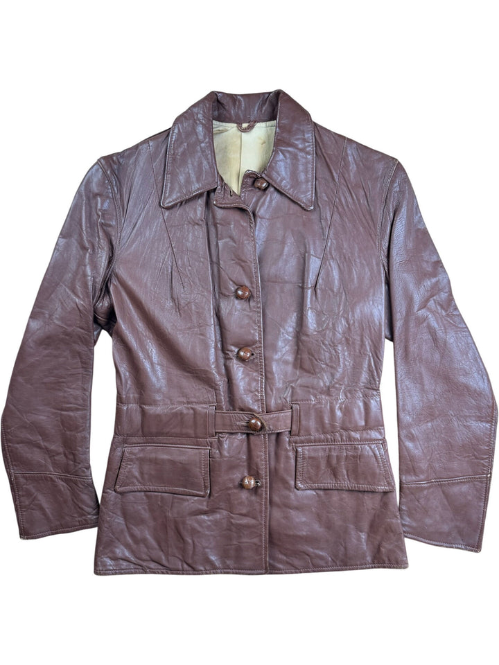 1970s Brown Leather Jacket - S