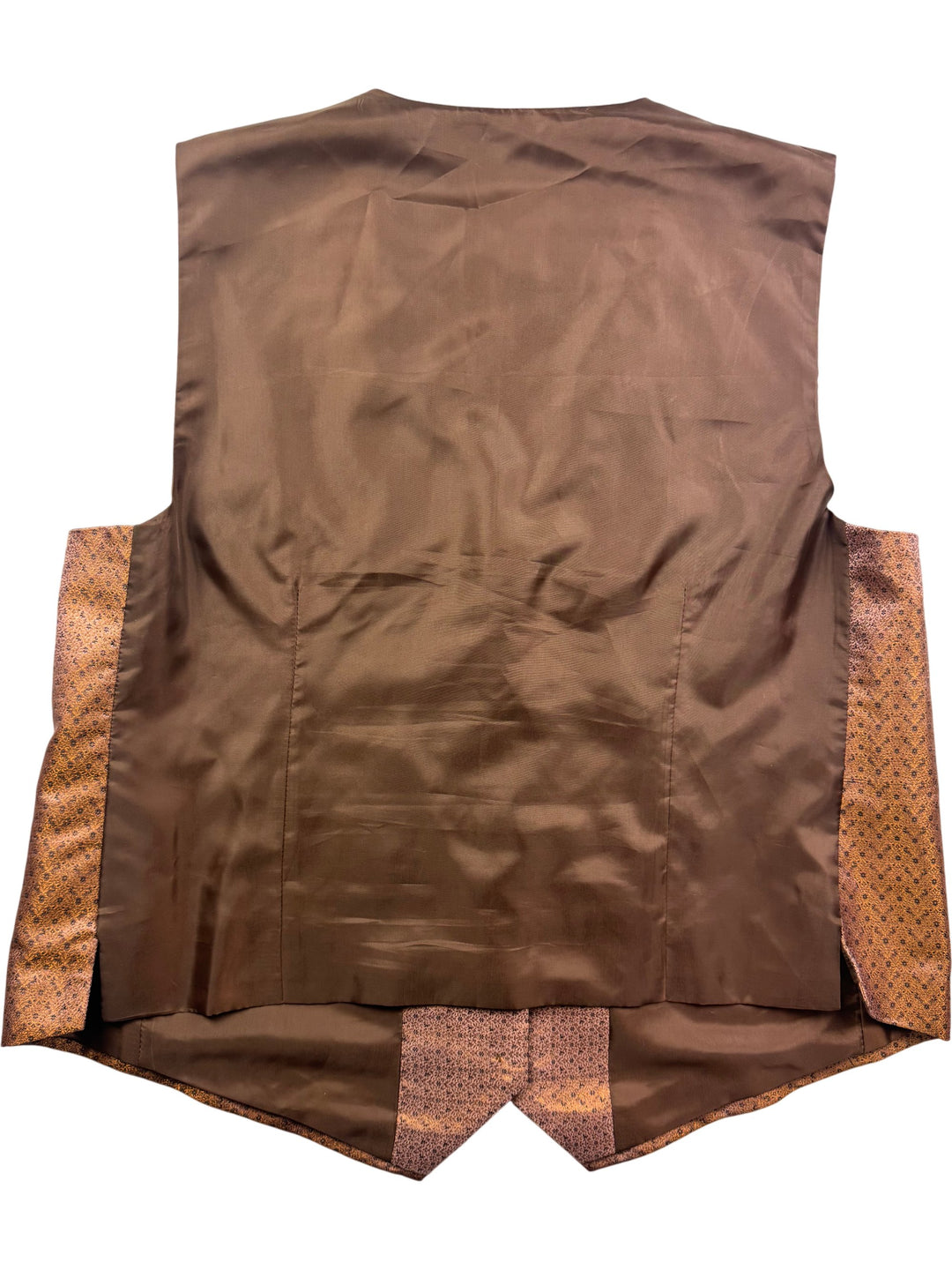 1970s Brown Patterned Button-Up Vest - L