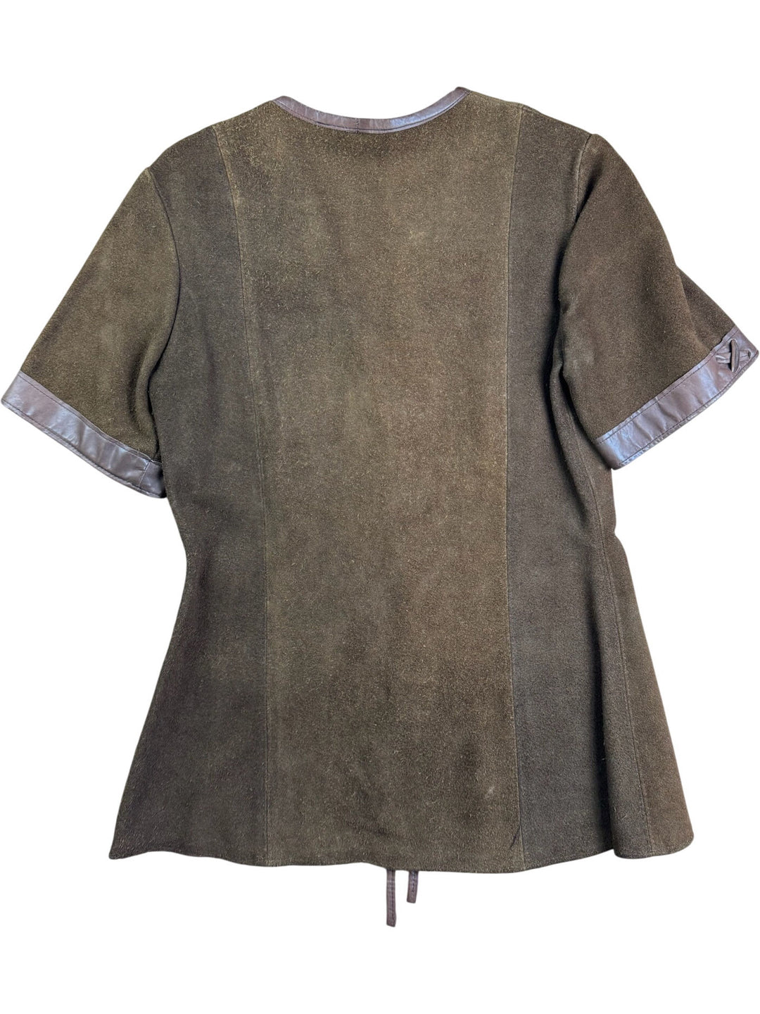 1970s Brown Suede Jacket with Leather Trim - S