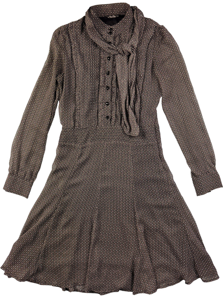 1970s Chou Chou Patterned Long Sleeve Dress - M - Think Vintage