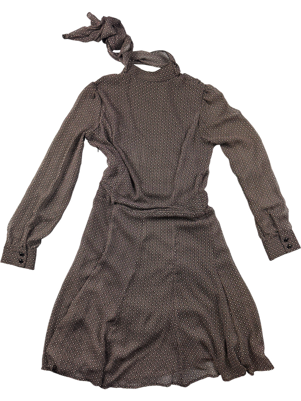 1970s Chou Chou Patterned Long Sleeve Dress - M - Think Vintage