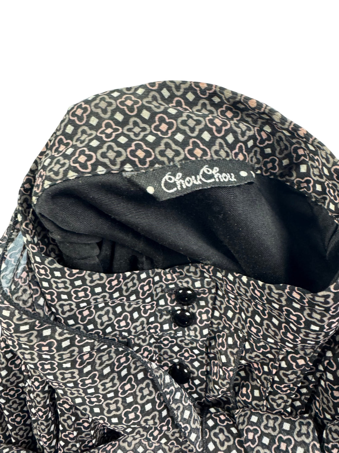 1970s Chou Chou Patterned Long Sleeve Dress - M - Think Vintage