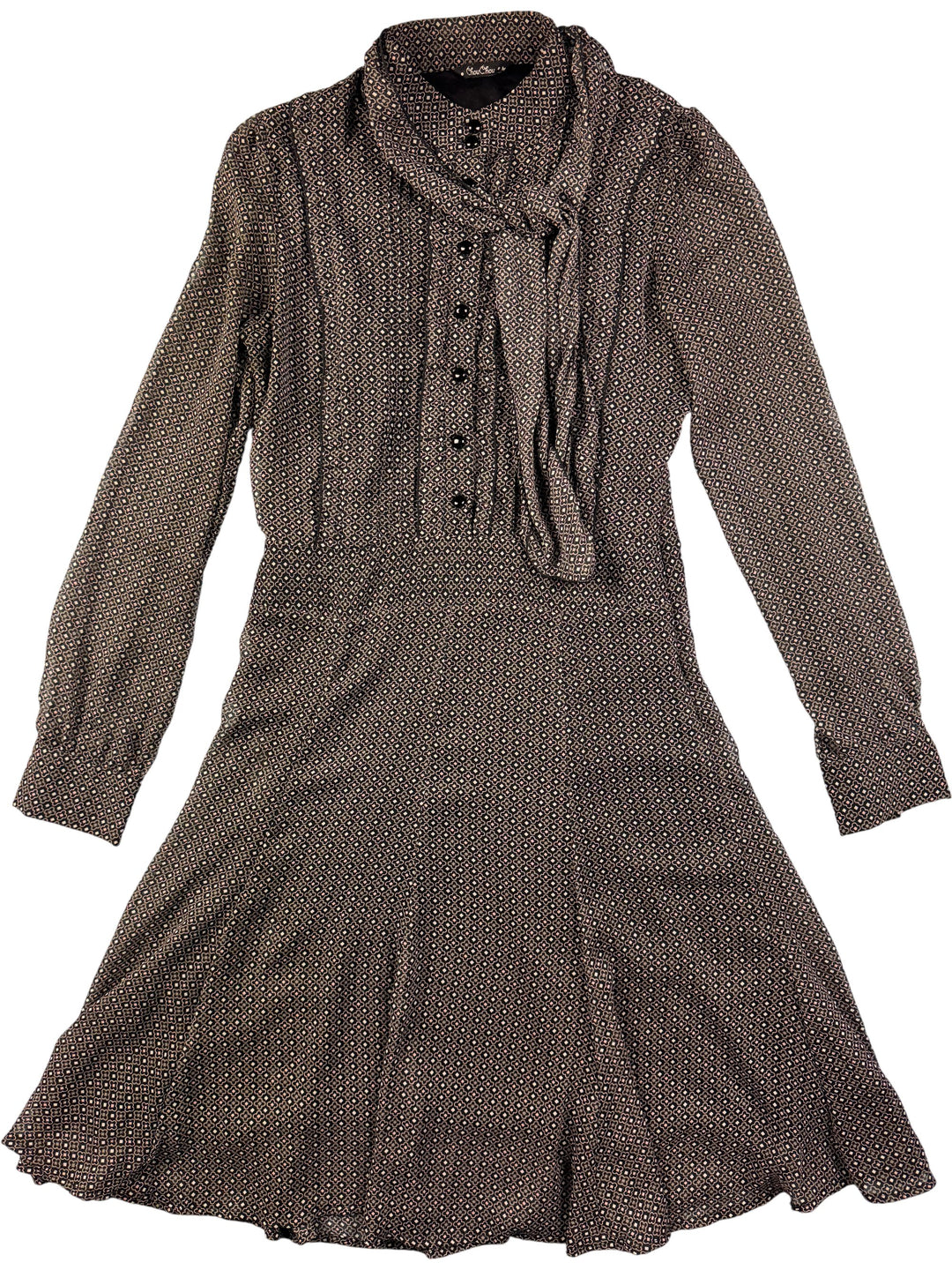 1970s Chou Chou Patterned Long Sleeve Dress - M - Think Vintage Online Ltd