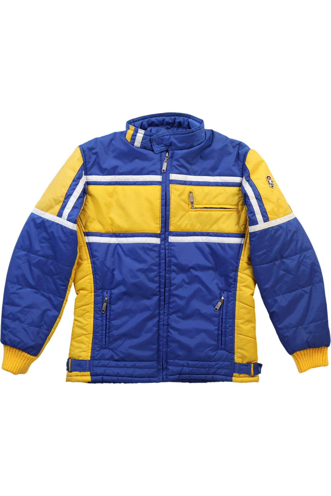 1970s Colour Block Puffer Jacket - Think Vintage
