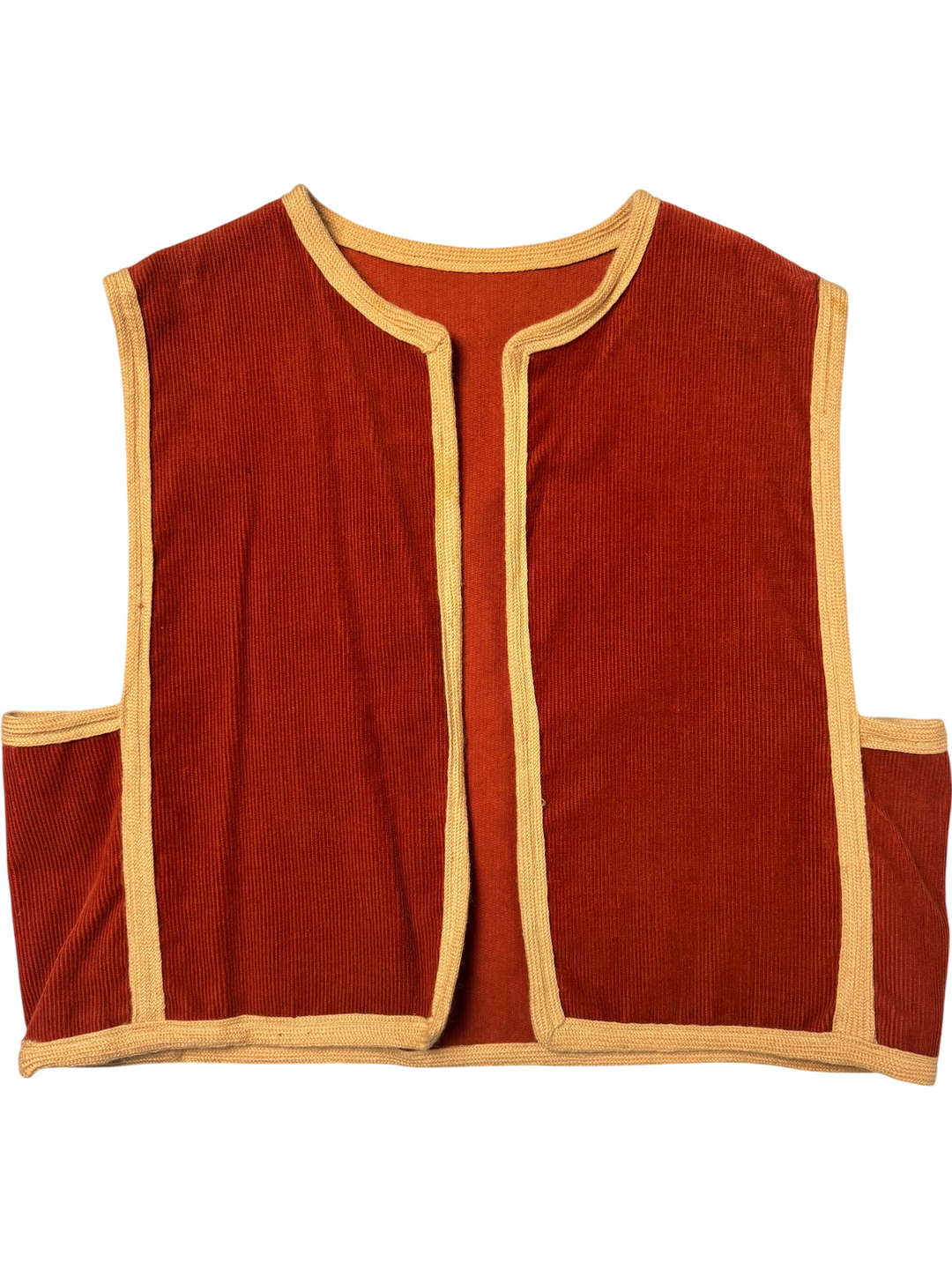 1970s Corduroy Orange Waistcoat - S - Think Vintage