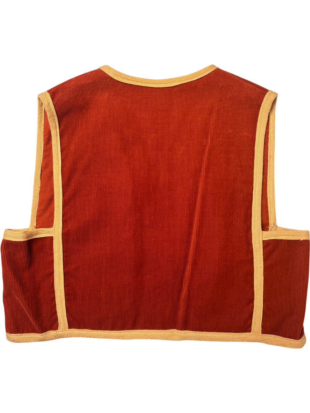 1970s Corduroy Orange Waistcoat - Think Vintage