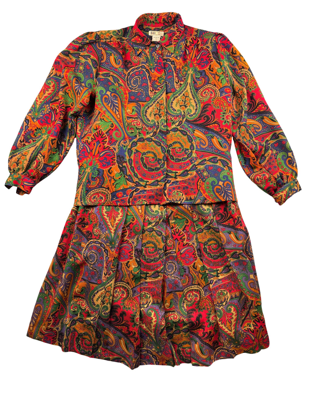 1970s DAKS Multicolor Paisley Dress - M - Think Vintage Online Ltd