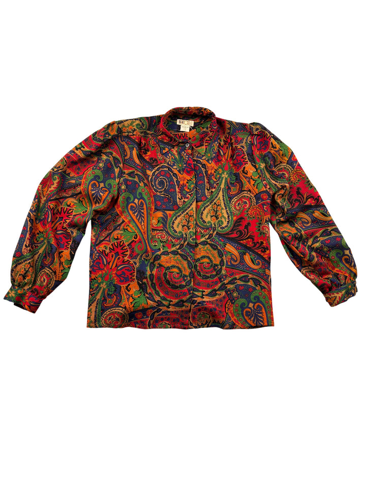 1970s DAKS Multicolor Paisley Dress - M - Think Vintage Online Ltd