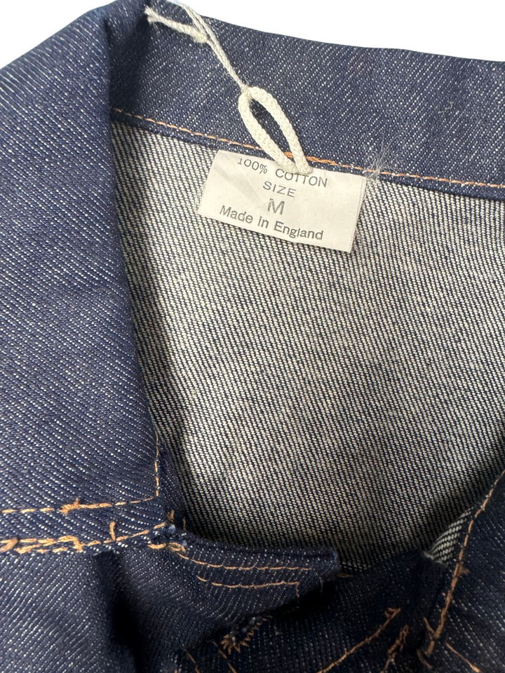 1970s Denim Trucker Jacket with Embroidered Patch - L - Think Vintage