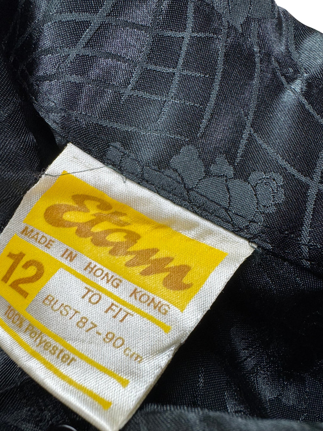 1970s Etam Black Patterned Dagger Collar Blouse - S - Think Vintage ltd