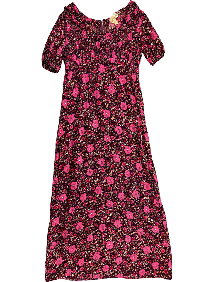 1970s Etam Floral Short Sleeved Dress - S - Think Vintage