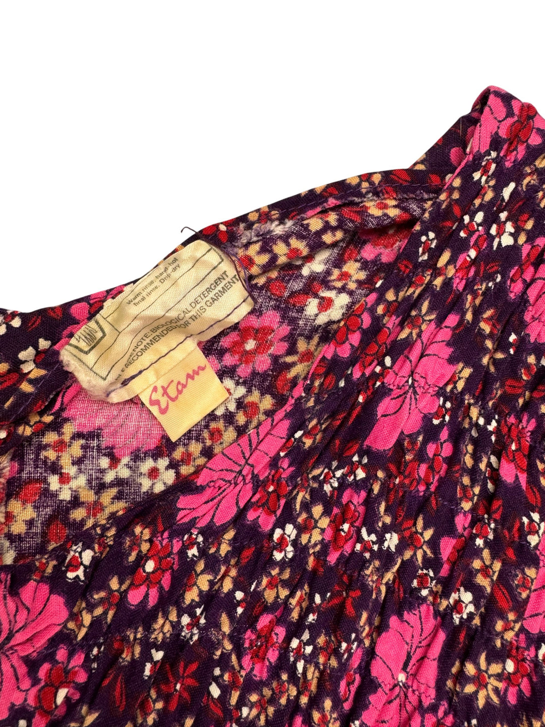 1970s Etam Floral Short Sleeved Dress - S - Think Vintage