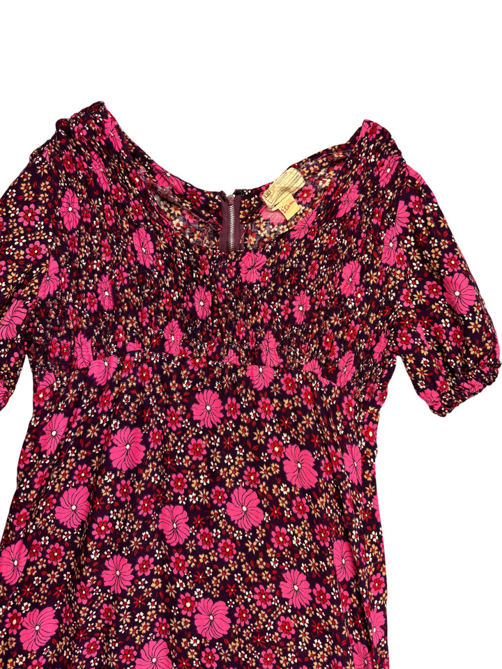 1970s Etam Floral Short Sleeved Dress - S - Think Vintage