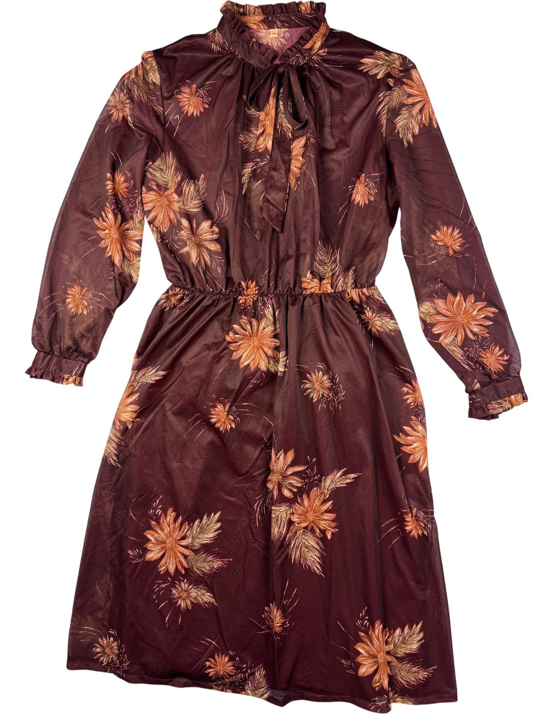 1970s Floral Long Sleeved Dress - M - Think Vintage ltd