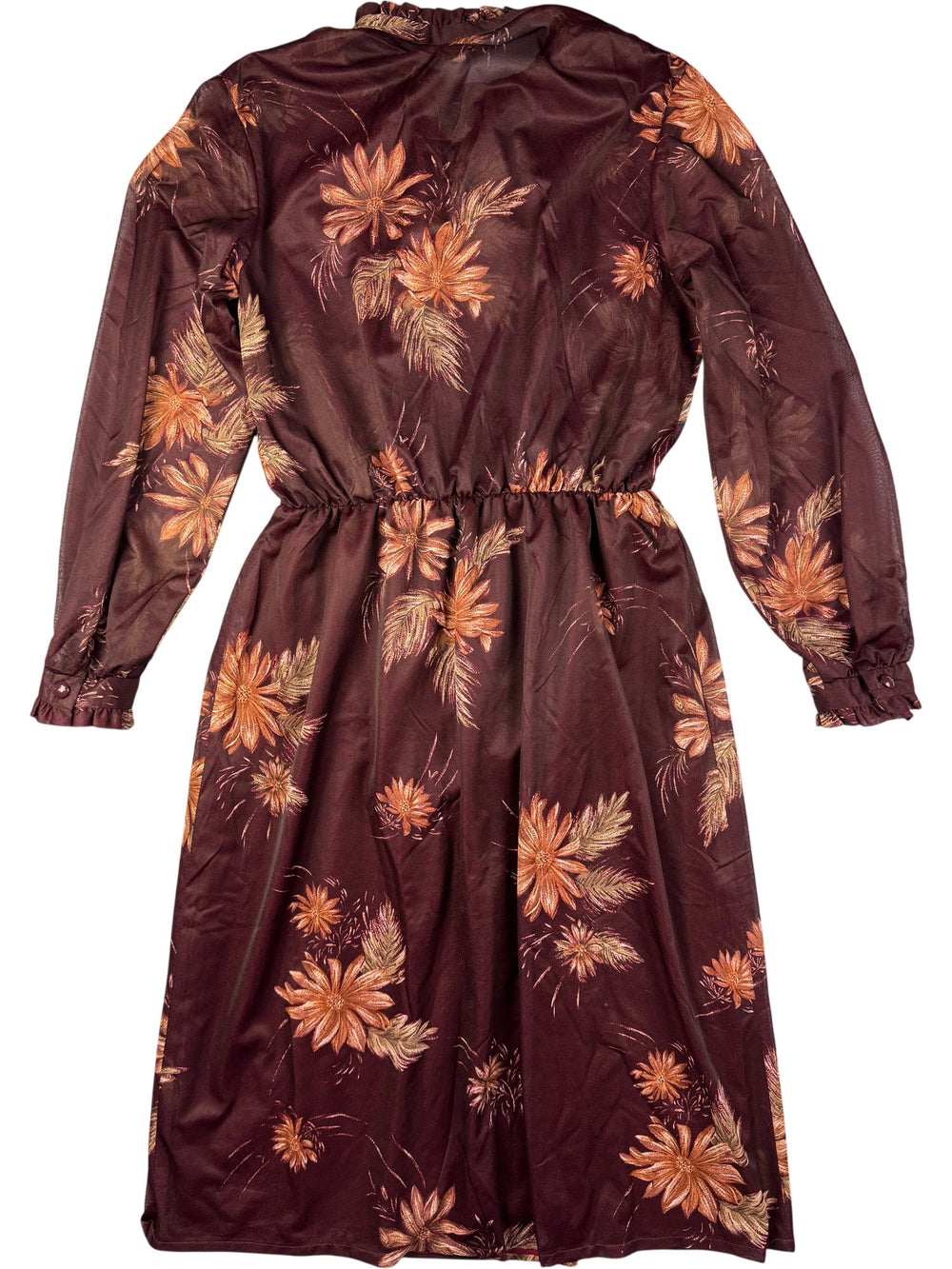 1970s Floral Long Sleeved Dress - M - Think Vintage ltd