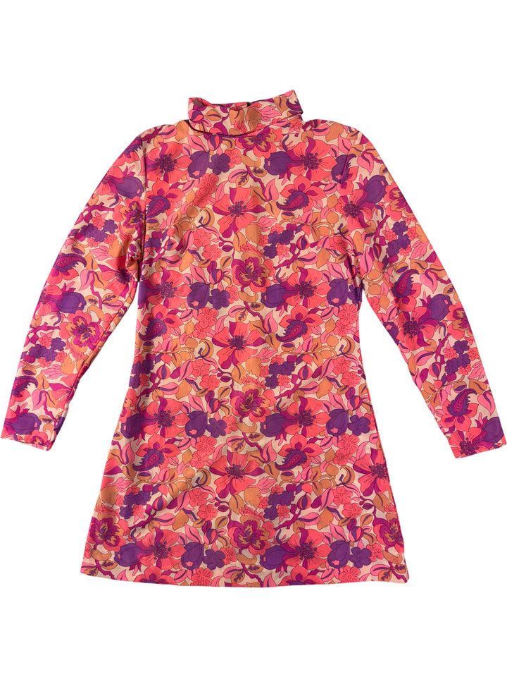 1970s Floral Nylon Mini Dress - M - Think Vintage Online Ltd