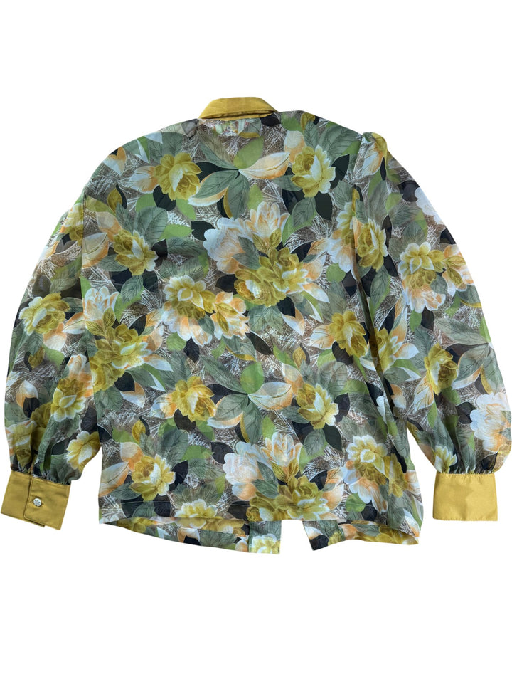 1970s Floral Patterned Blouse - M - Think Vintage ltd