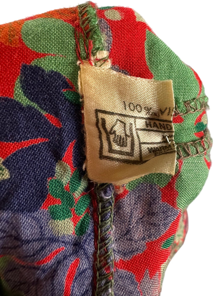 1970s Floral Patterned Long Sleeve Blouse - M - Think Vintage