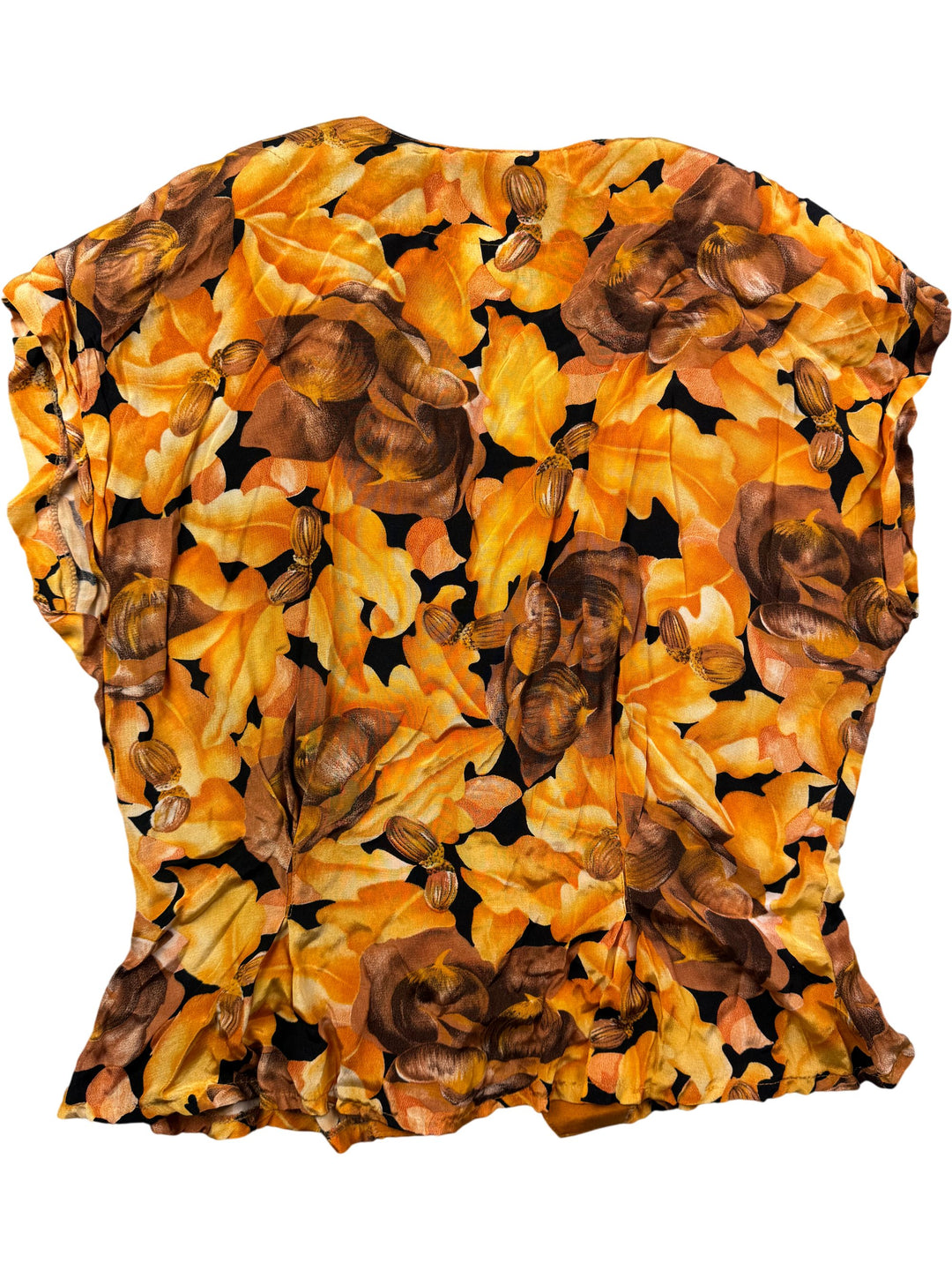 1970s Floral Patterned Short Sleeve Blouse - L