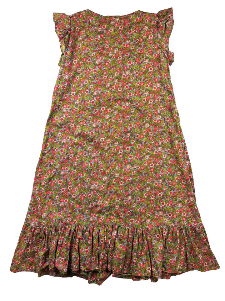 1970s Floral Ruffle Sleeveless Dress - M - Think Vintage Online Ltd