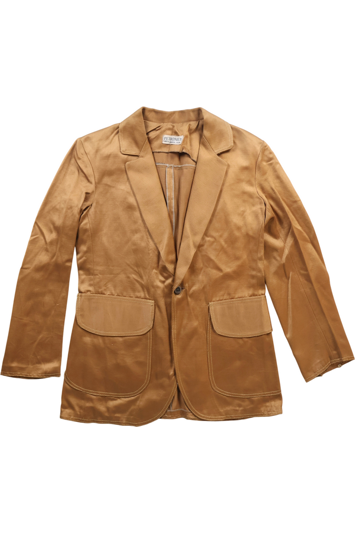 1970s Gold Petronius Satin Jacket - S - Think Vintage ltd