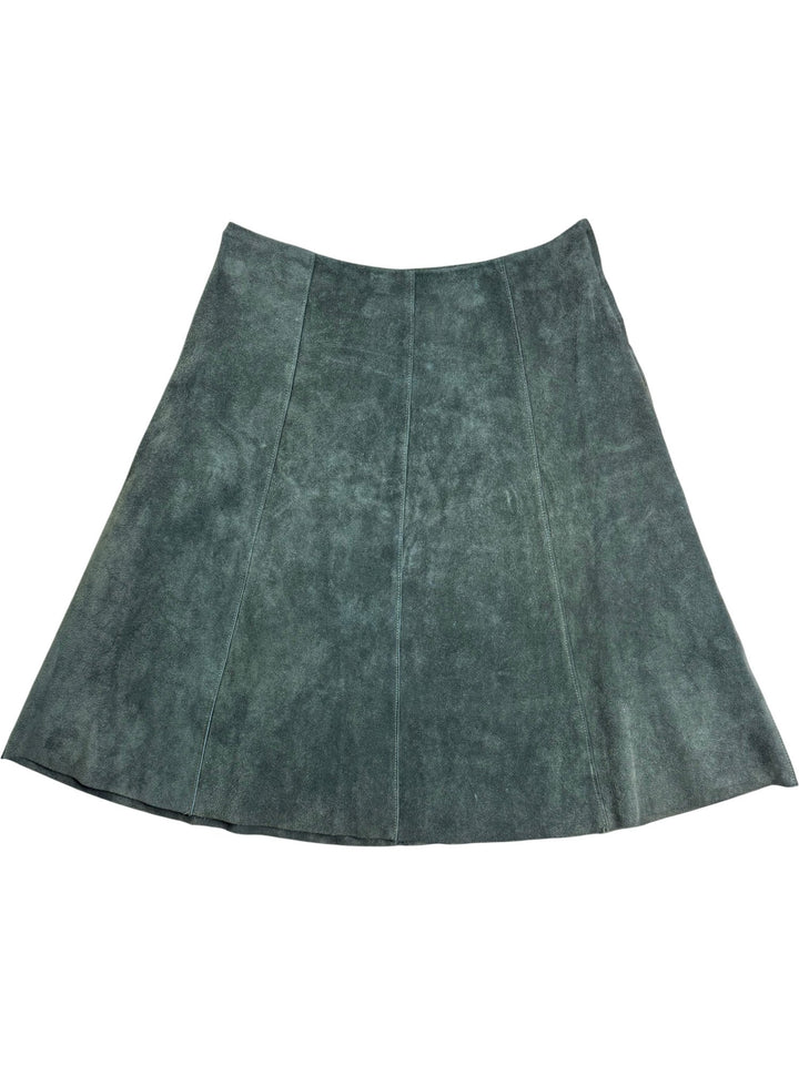 1970s Green Suede A-Line Skirt - W32 - Think Vintage ltd