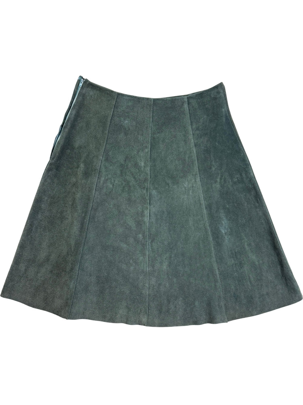1970s Green Suede A-Line Skirt - W32 - Think Vintage ltd
