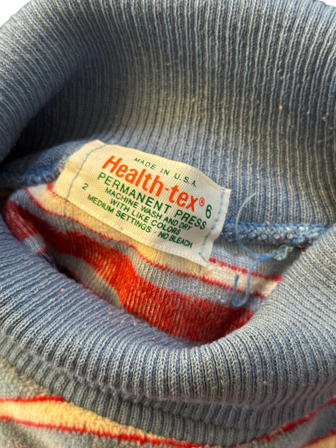1970s Health-tex Towelling Striped Long Sleeve Sweater - Age 7/8 - Think Vintage ltd