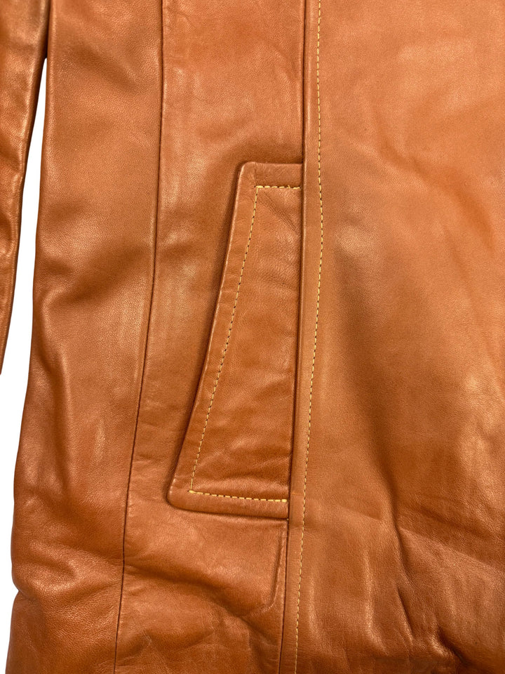 1970s John Lee Brown Leather Bomber Jacket - M - Think Vintage ltd