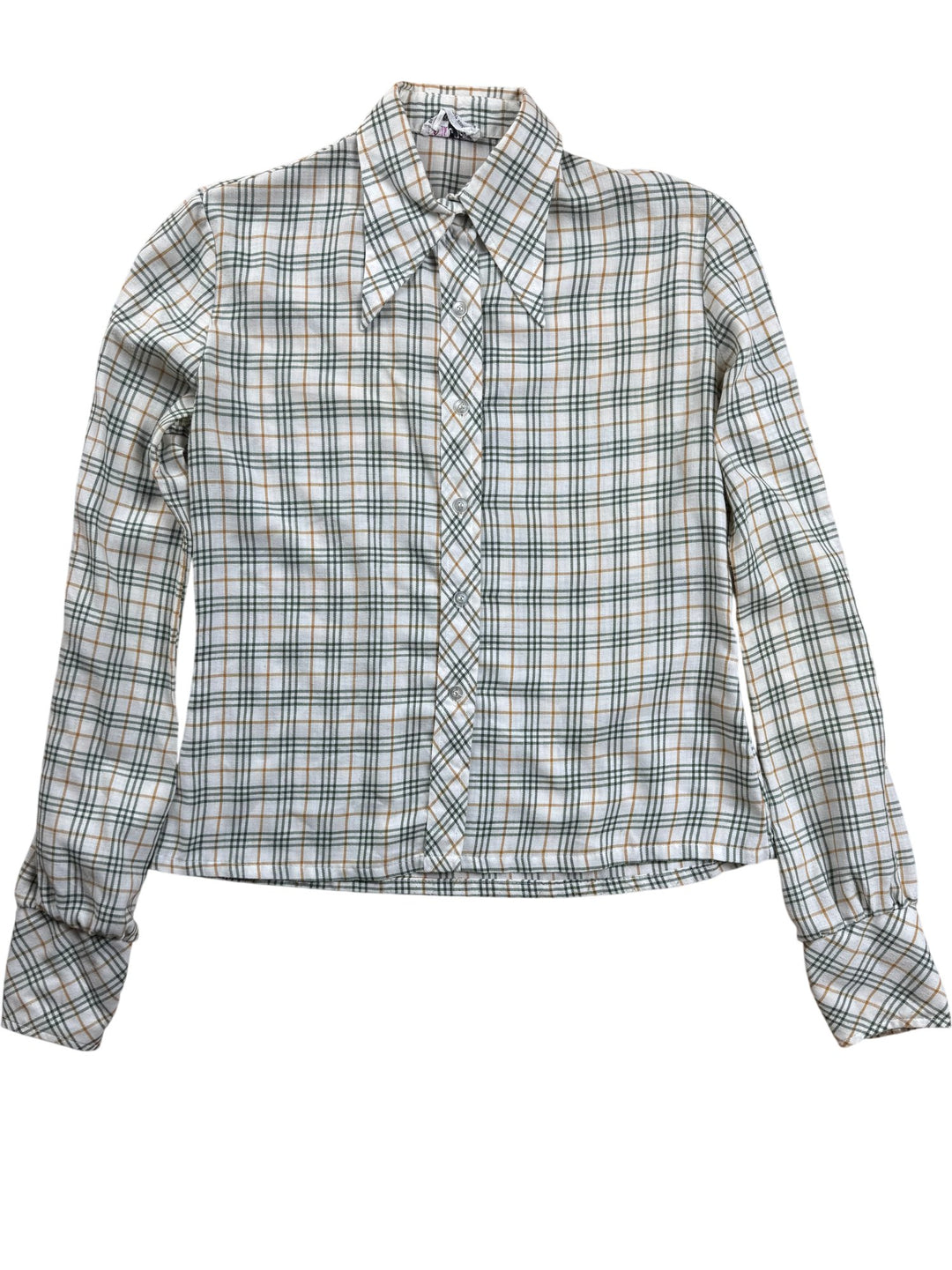 1970s Jon Craig Checkered Long Sleeve Shirt - S - Think Vintage ltd