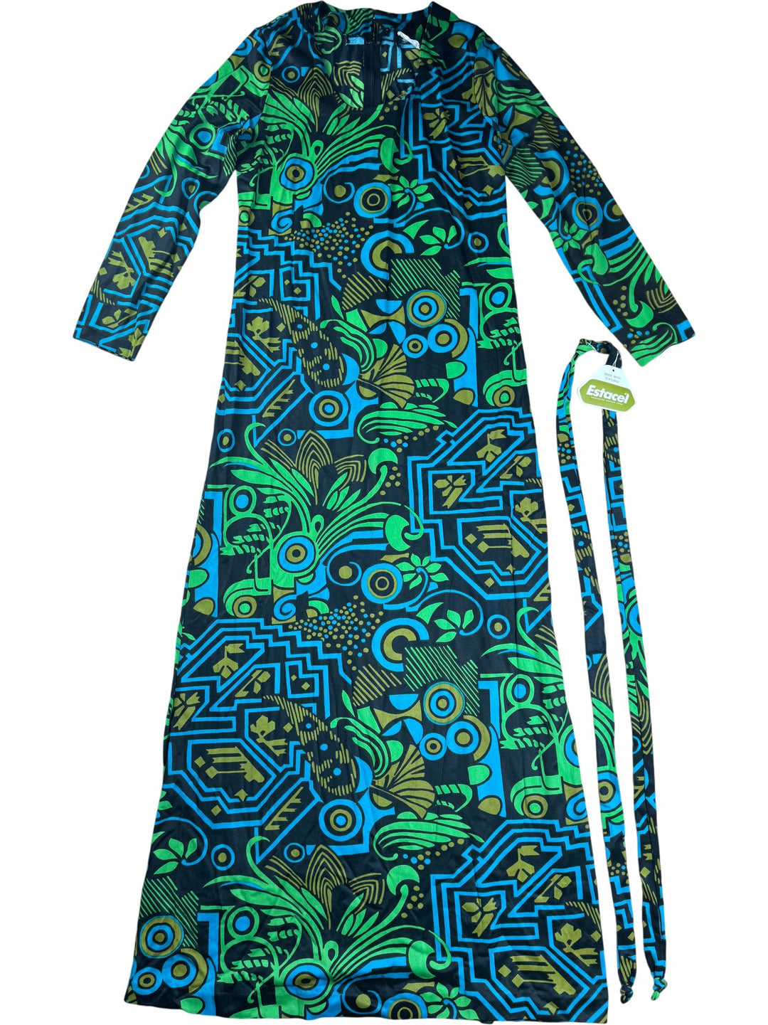 1970s Kayser Geometric Print Long Dress - S/M - Think Vintage ltd