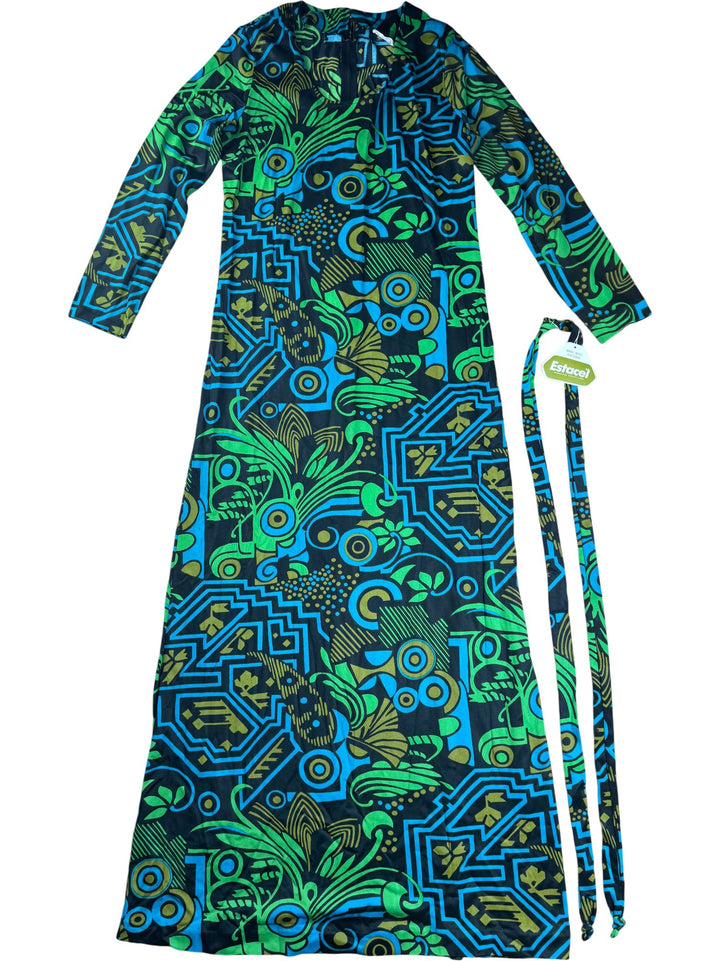 1970s Kayser Geometric Print Long Dress - S/M - Think Vintage ltd