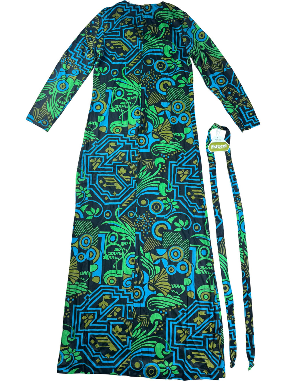 1970s Kayser Geometric Print Long Dress - S/M - Think Vintage ltd