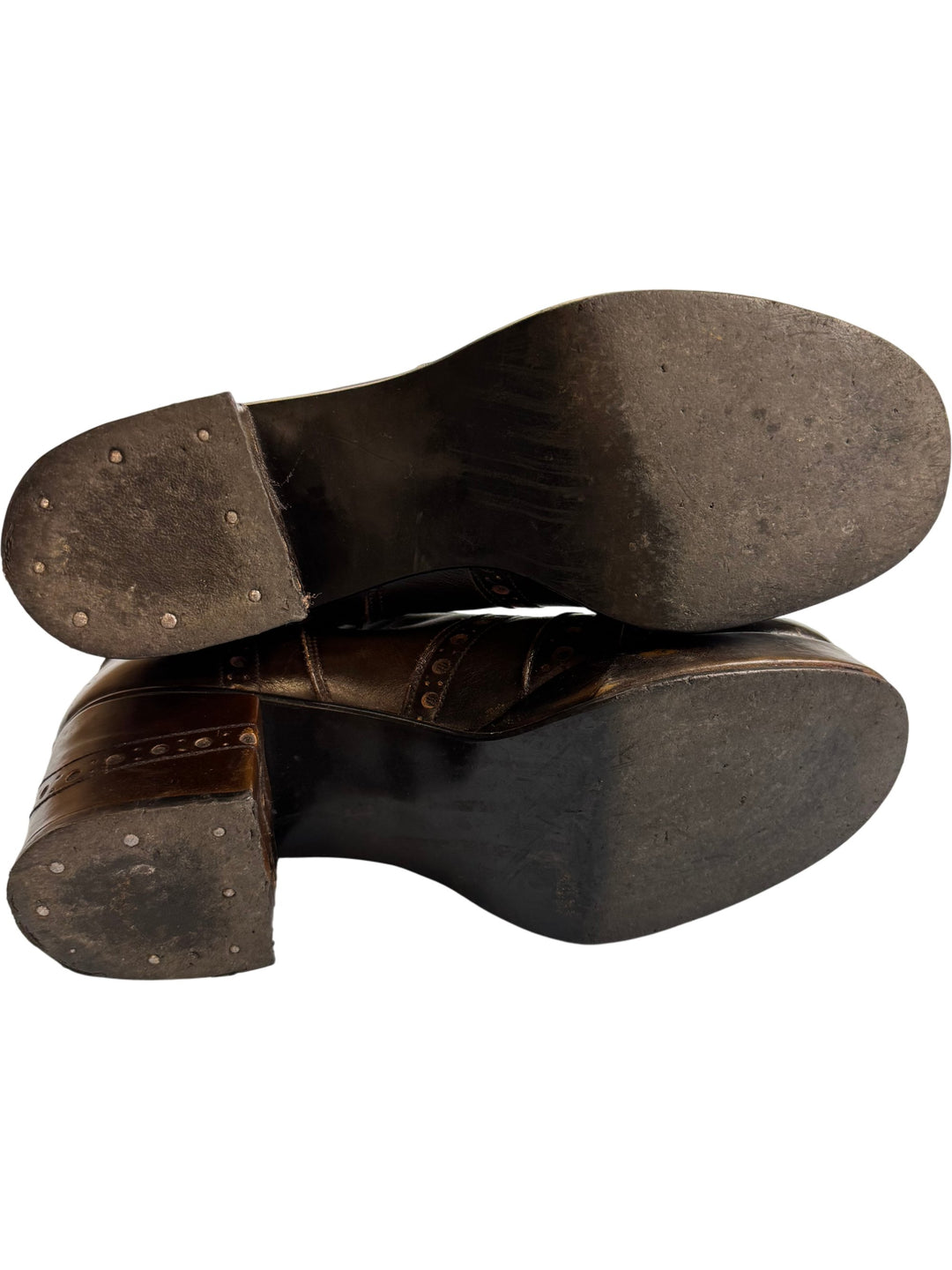 1970s Leather Platform Boots - 7 - Think Vintage