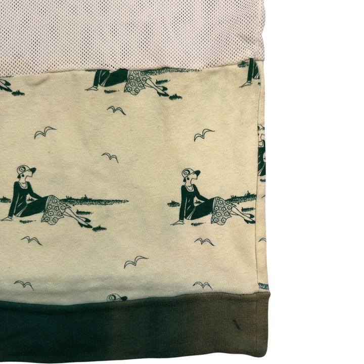 1970s Mesh Cut-out Graphic Short Sleeve T-Shirt - XS - Think Vintage Online Ltd