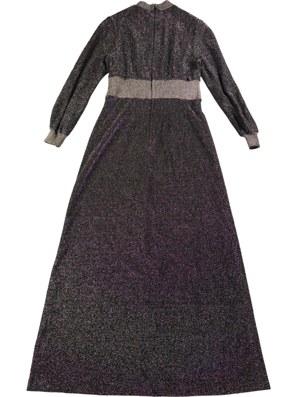 1970s Metallic Long Sleeve Maxi Dress - M - Think Vintage Online Ltd